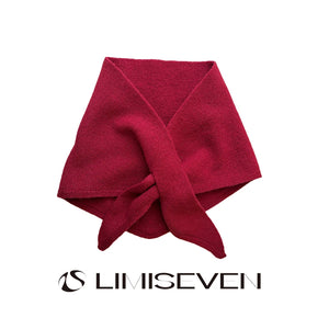 LIMISEVEN · Solid-Color Cross-Through Knit Triangle Scarf