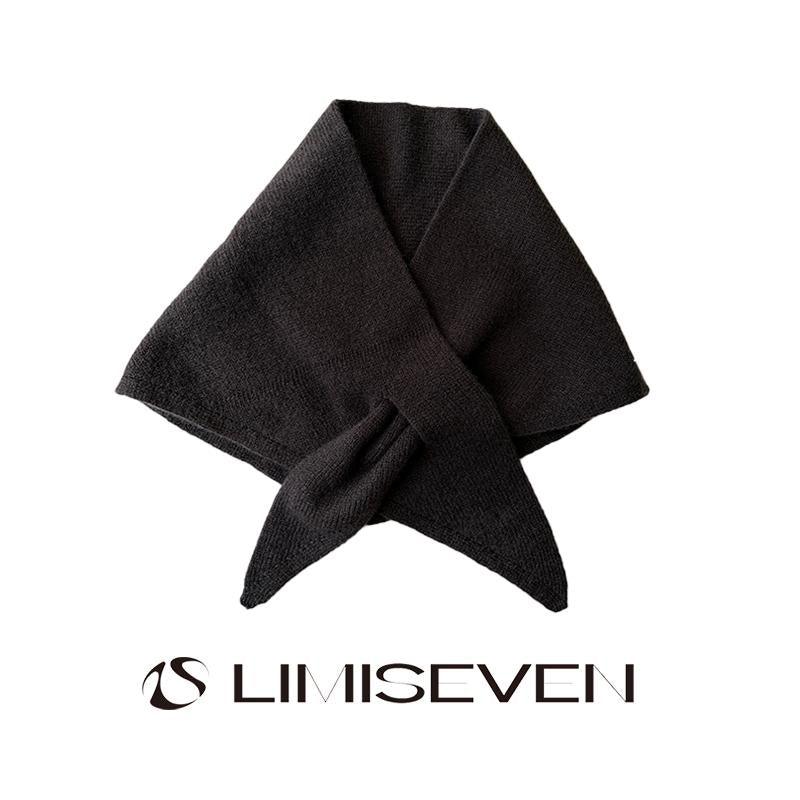 LIMISEVEN · Solid-Color Cross-Through Knit Triangle Scarf