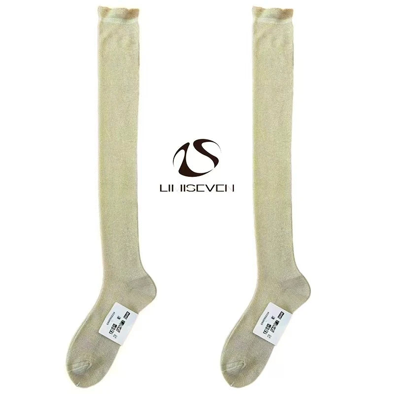 LIMISEVEN · Metallic Solid-Color Over-the-Knee Slouch Socks
