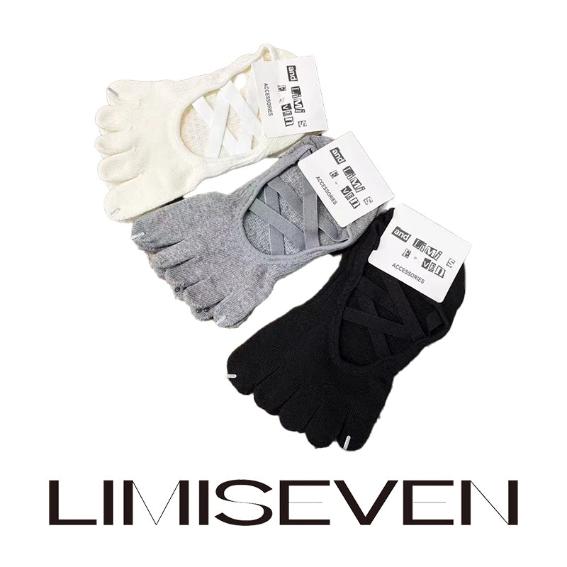LIMISEVEN · Double Cross-Strap Non-Slip Five-Toe Socks