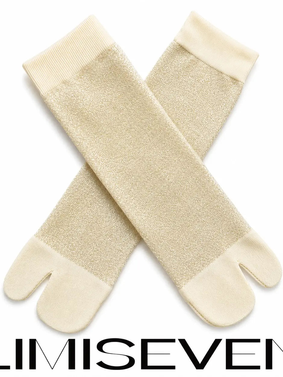 LIMISEVEN · Metallic Patchwork Shimmer Split-Toe Socks