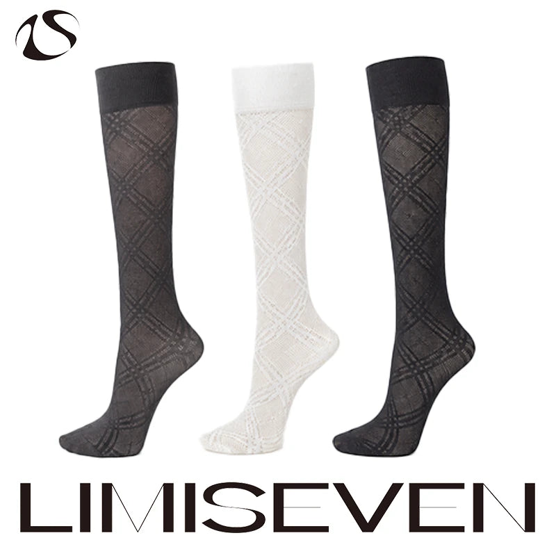 LIMISEVEN · Lightweight Openwork Diamond Knee-High Socks