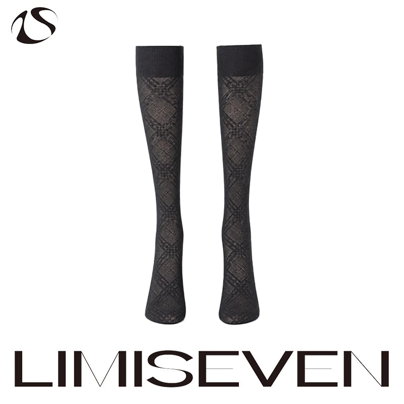 LIMISEVEN · Lightweight Openwork Diamond Knee-High Socks
