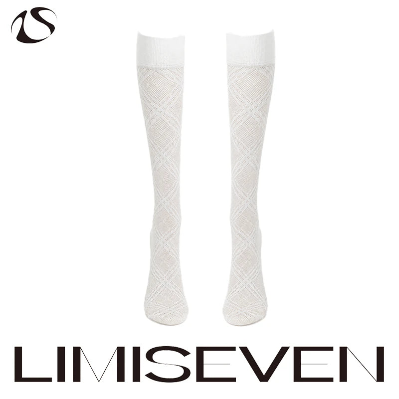 LIMISEVEN · Lightweight Openwork Diamond Knee-High Socks