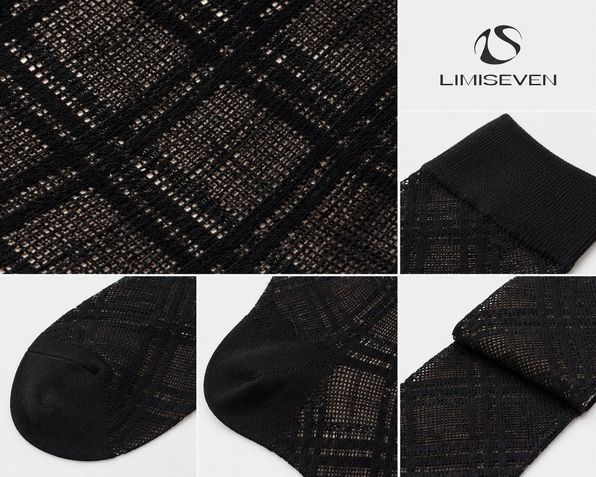 LIMISEVEN · Lightweight Openwork Diamond Knee-High Socks