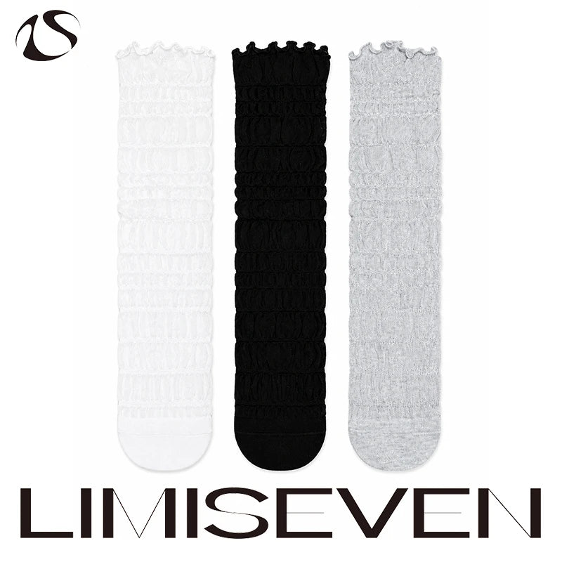 LIMISEVEN · Bubble Ruffle Sheer Mesh Slouch Socks
