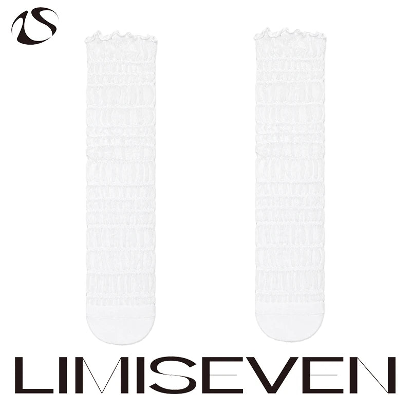 LIMISEVEN · Bubble Ruffle Sheer Mesh Slouch Socks