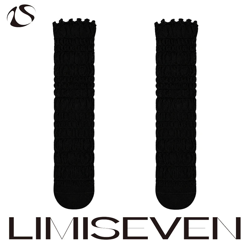 LIMISEVEN · Bubble Ruffle Sheer Mesh Slouch Socks