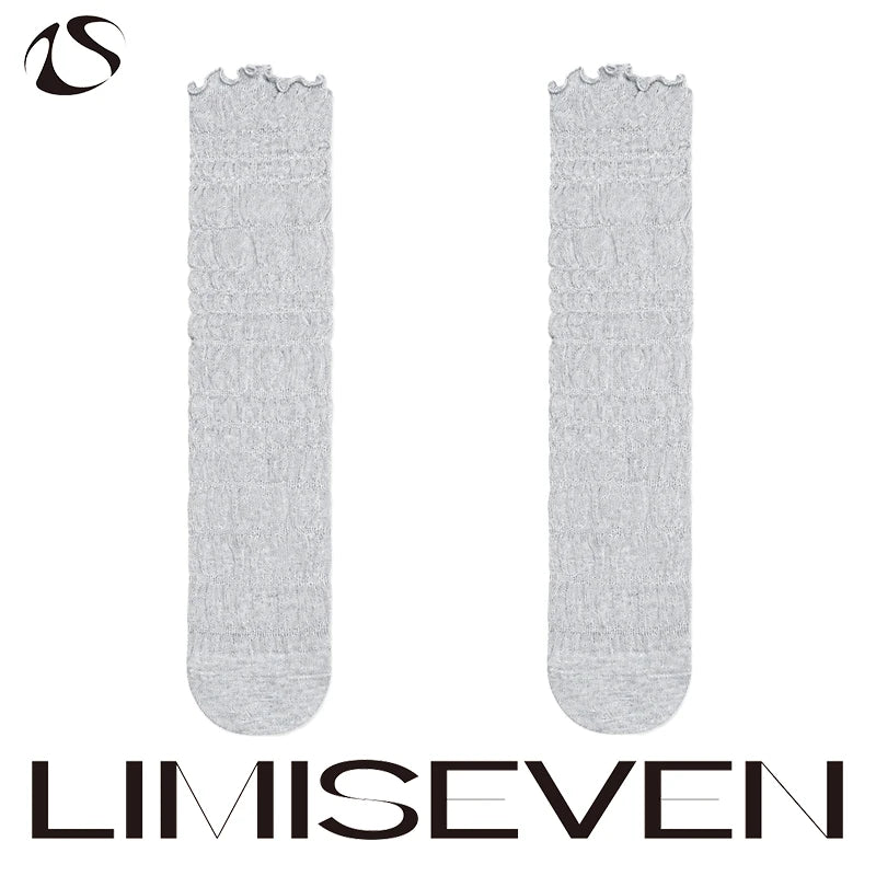 LIMISEVEN · Bubble Ruffle Sheer Mesh Slouch Socks