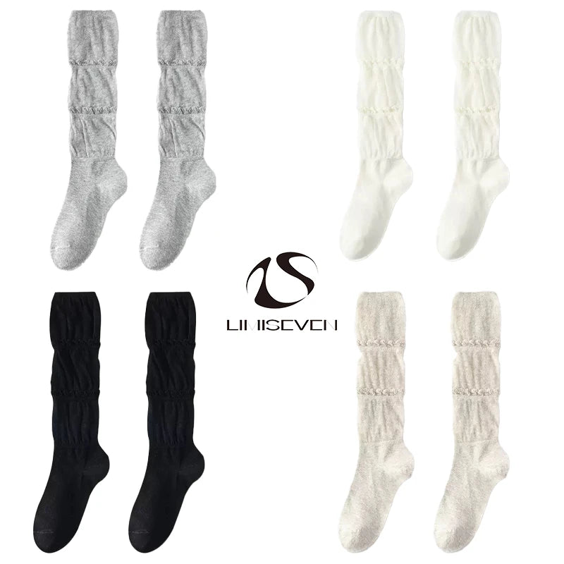 LIMISEVEN · Layered Tulle Ruffle Striped Slouch Socks