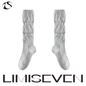 LIMISEVEN · Layered Tulle Ruffle Striped Slouch Socks