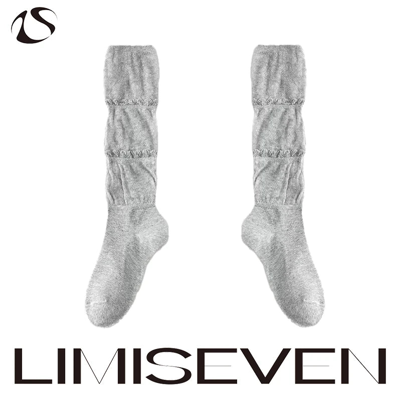 LIMISEVEN · Layered Tulle Ruffle Striped Slouch Socks