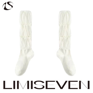 LIMISEVEN · Layered Tulle Ruffle Striped Slouch Socks