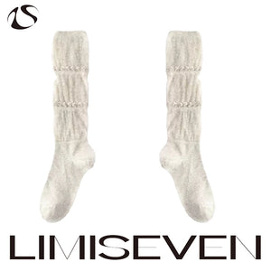 LIMISEVEN · Layered Tulle Ruffle Striped Slouch Socks
