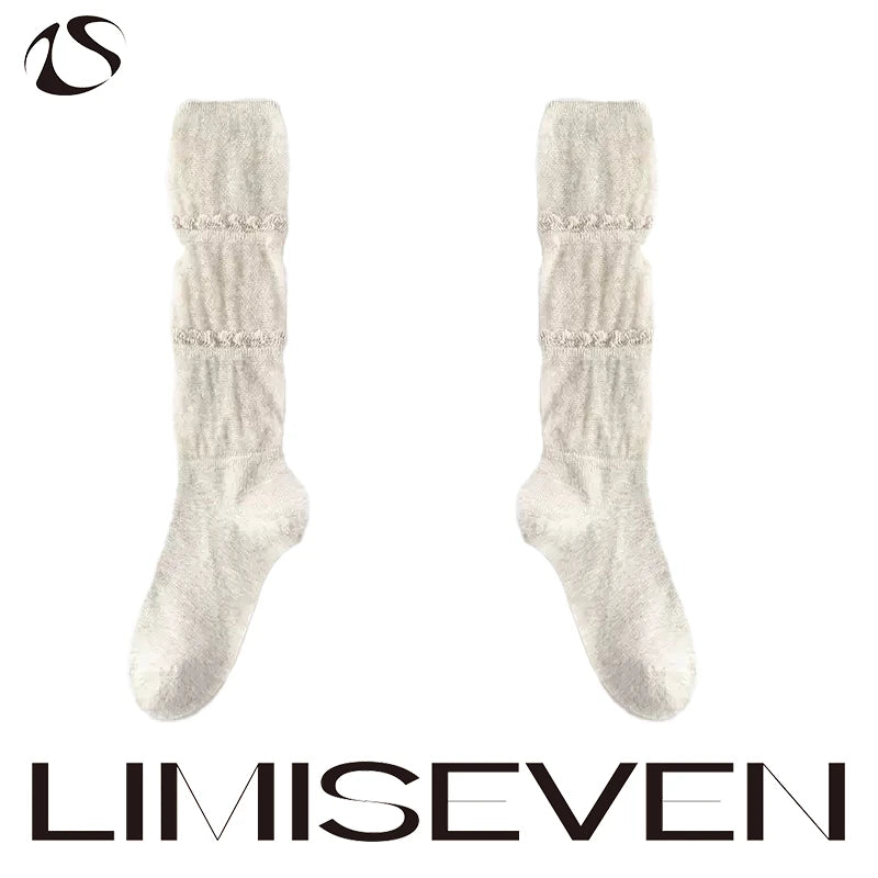 LIMISEVEN · Layered Tulle Ruffle Striped Slouch Socks