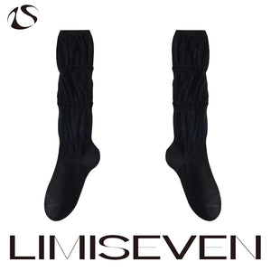 LIMISEVEN · Layered Tulle Ruffle Striped Slouch Socks