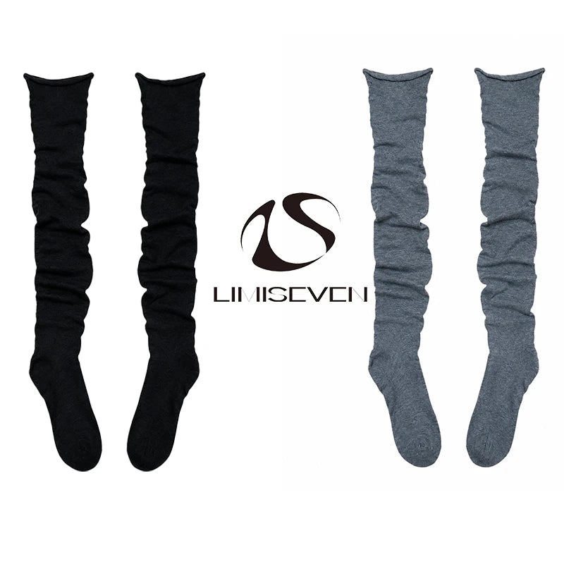 LIMISEVEN · Rolled-Edge Solid-Color Slouch Knee-High Socks
