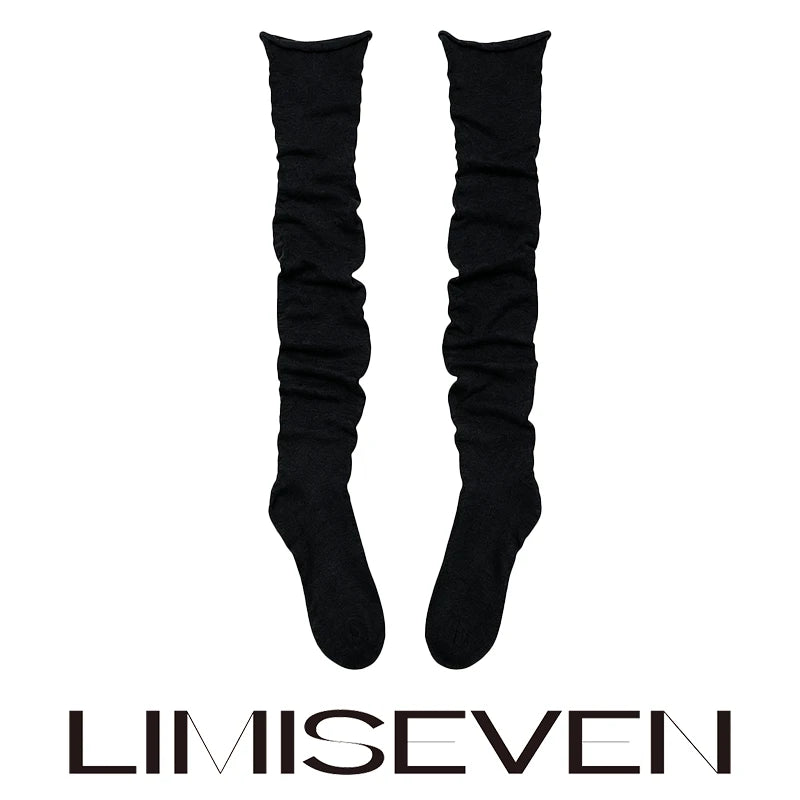 LIMISEVEN · Rolled-Edge Solid-Color Slouch Knee-High Socks