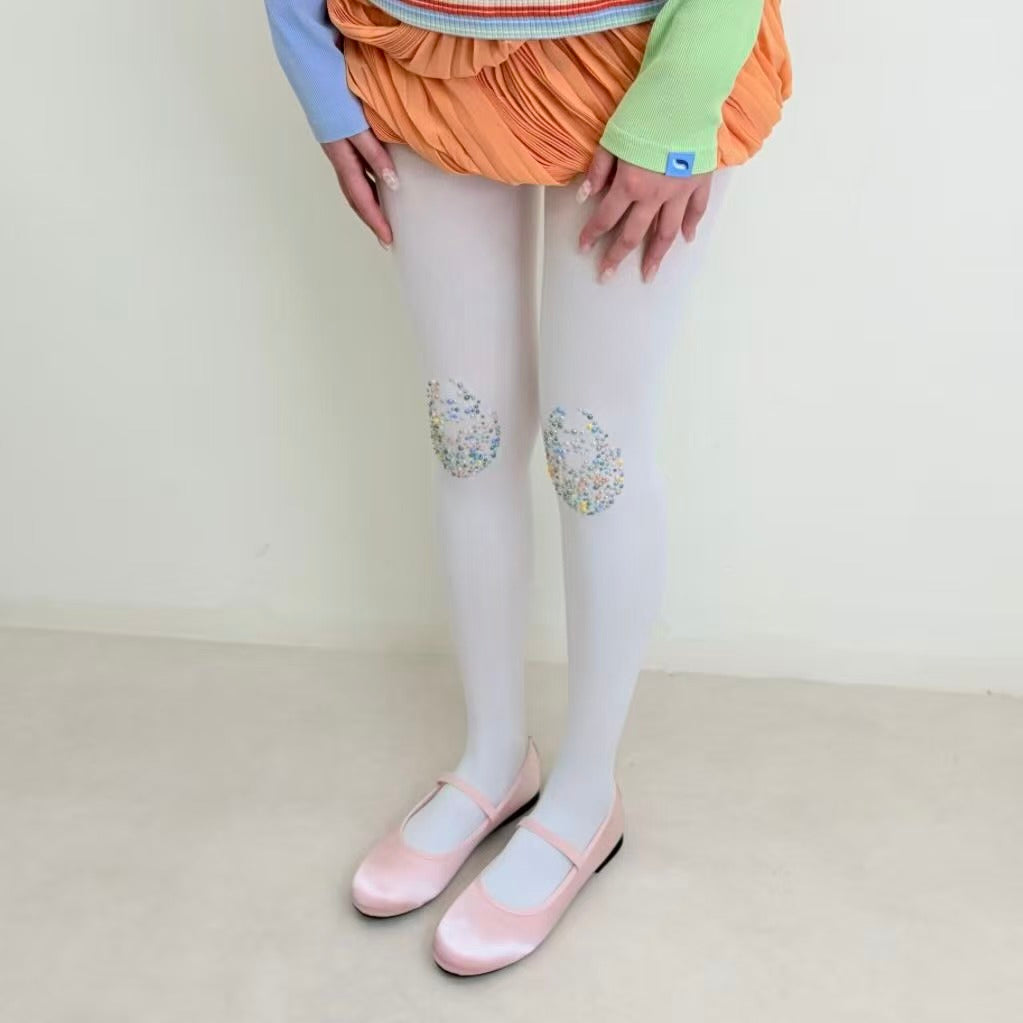 Limiseven teardrop-shaped rhinestone heavy-duty white base socks