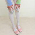 Limiseven teardrop-shaped rhinestone heavy-duty white base socks
