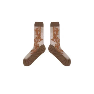 LIMISEVEN Vintage Pattern Socks - Brown