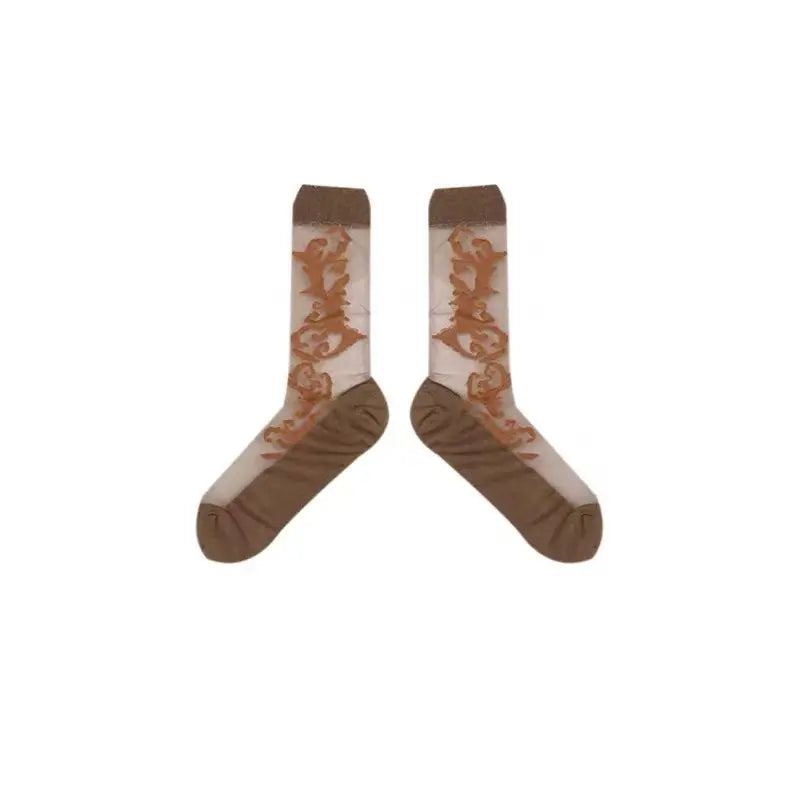 LIMISEVEN Vintage Pattern Socks - Brown