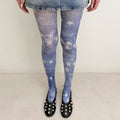 Limiseven vintage denim-style jacquard tights