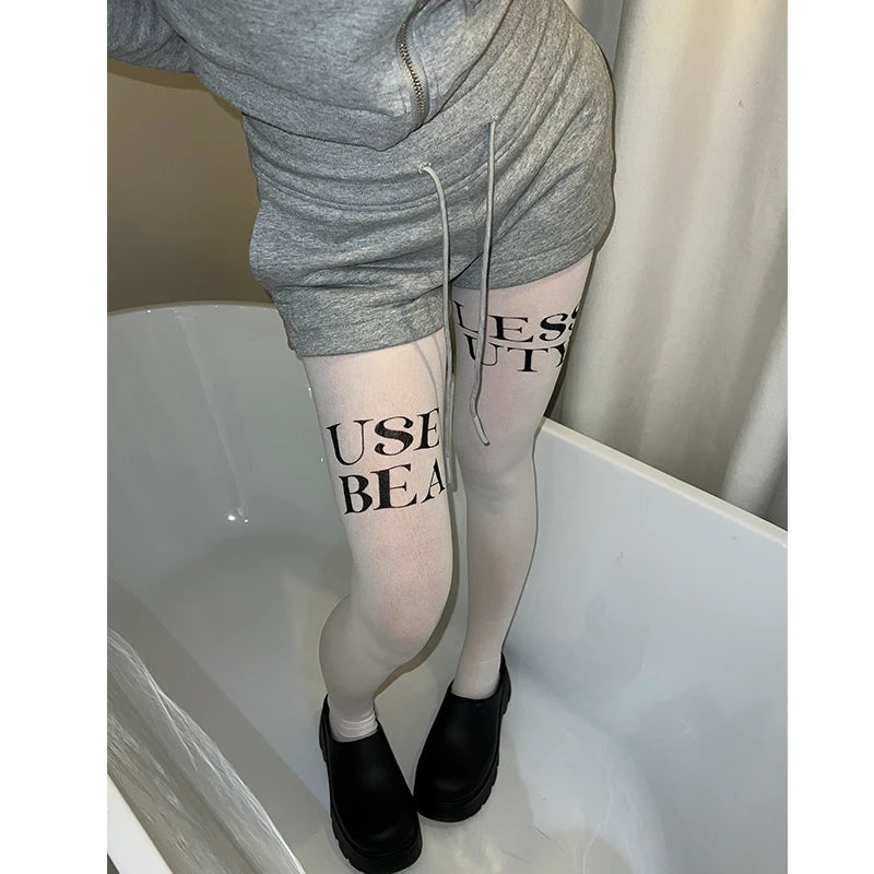 LIMISEVEN High-Waist Graffiti Print Tights