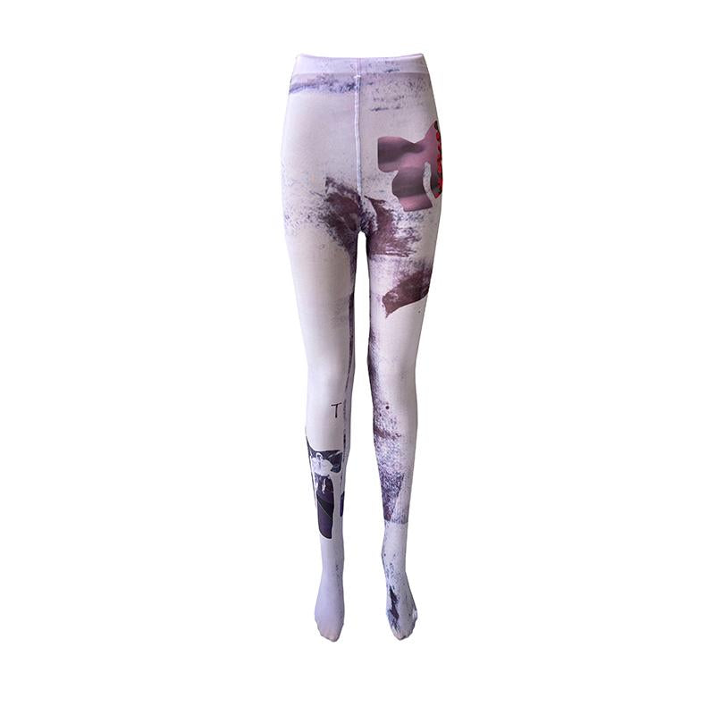 LIMISEVEN High-Waist Graffiti Print Tights
