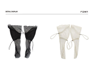 LIMISEVEN · Adjustable Drawstring Tulle Pleated Lace Socks