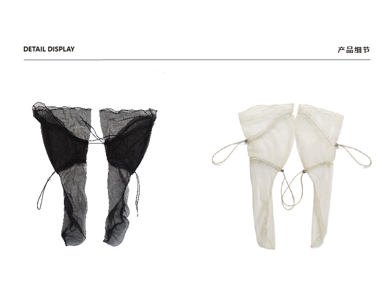 LIMISEVEN · Adjustable Drawstring Tulle Pleated Lace Socks