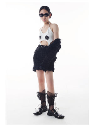 LIMISEVEN · Adjustable Drawstring Tulle Pleated Lace Socks