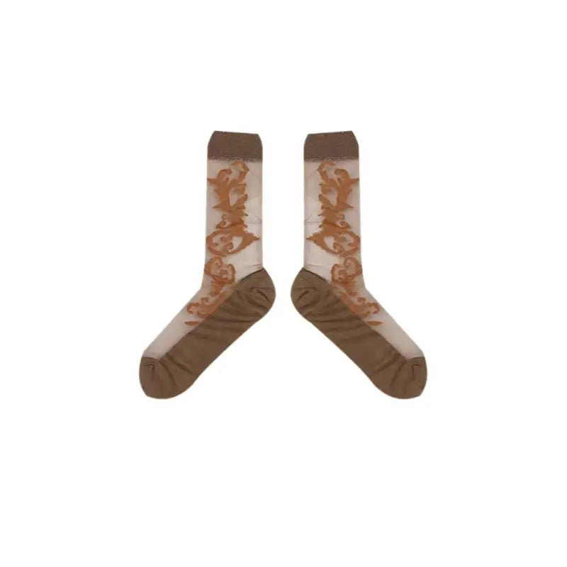 LIMISEVEN Vintage Pattern Socks - Brown