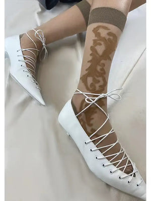 LIMISEVEN Vintage Pattern Socks - Brown