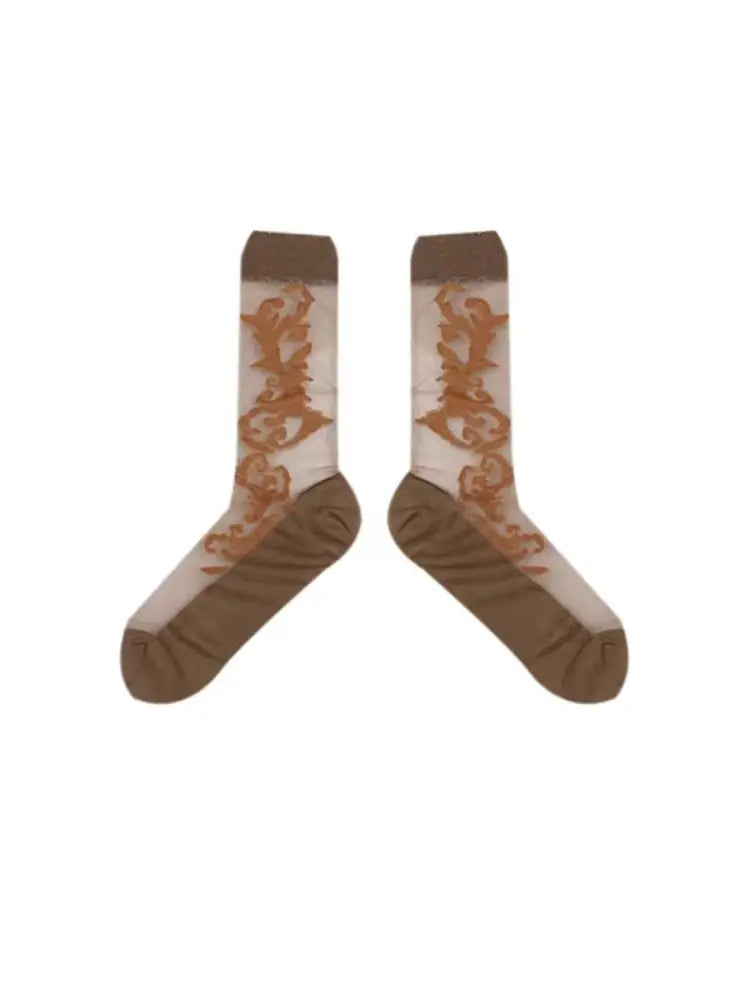 LIMISEVEN Vintage Pattern Socks - Brown