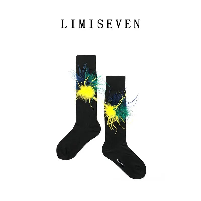 LIMISEVEN · Vintage Cotton Socks with Detachable Feather Accessories