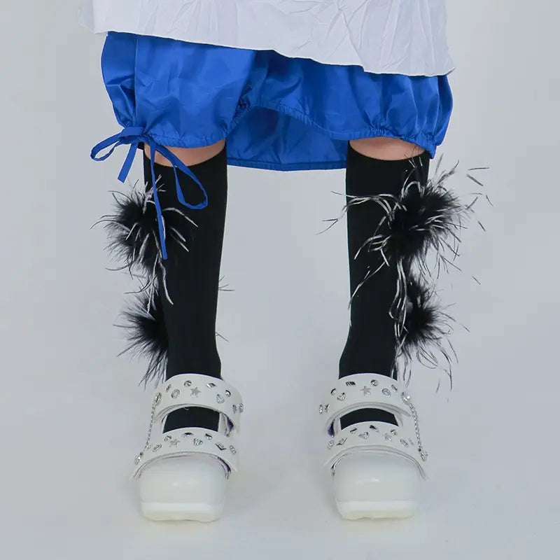 LIMISEVEN · Vintage Cotton Socks with Detachable Feather Accessories