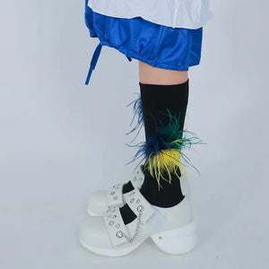 LIMISEVEN · Vintage Cotton Socks with Detachable Feather Accessories