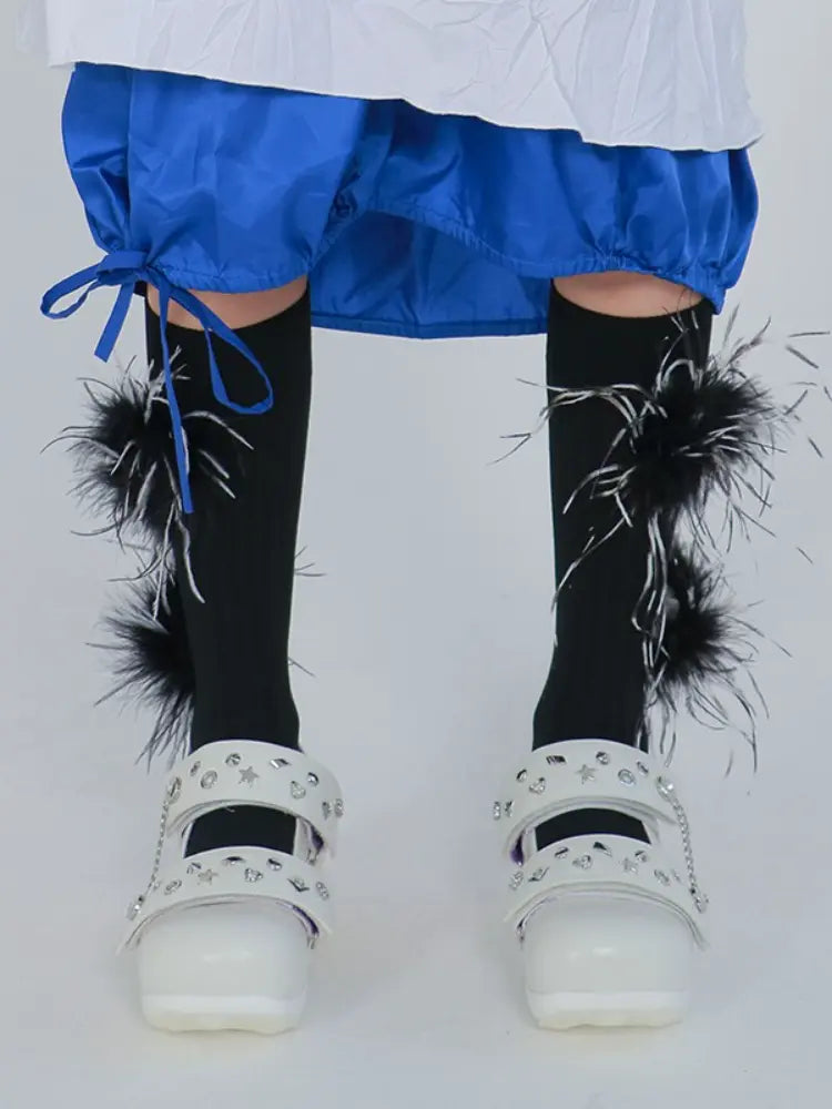 LIMISEVEN · Vintage Cotton Socks with Detachable Feather Accessories