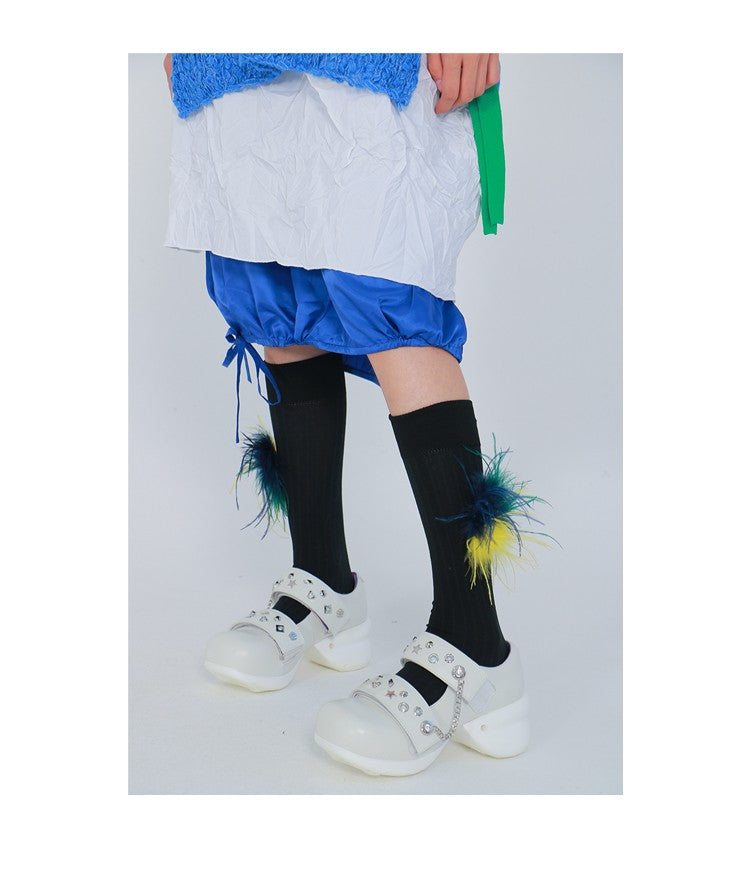 LIMISEVEN · Vintage Cotton Socks with Detachable Feather Accessories