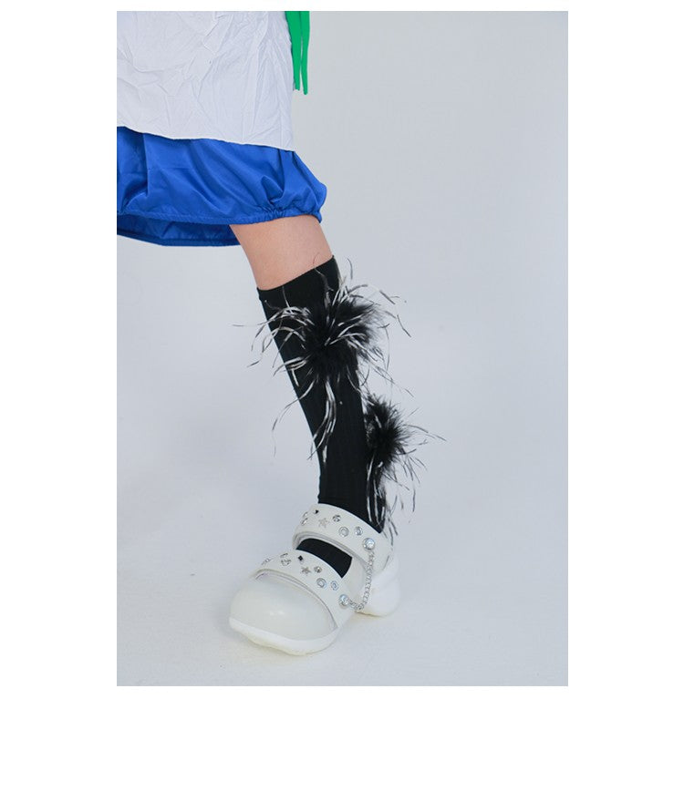 LIMISEVEN · Vintage Cotton Socks with Detachable Feather Accessories