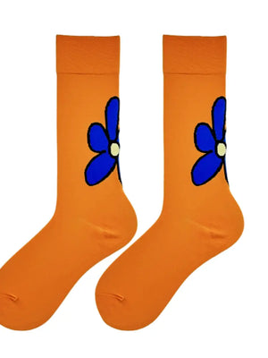LIMISEVEN · Orange Graffiti Mid-Calf Socks