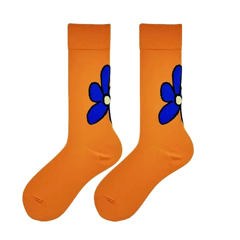 LIMISEVEN · Orange Graffiti Mid-Calf Socks