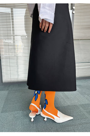 LIMISEVEN · Orange Graffiti Mid-Calf Socks