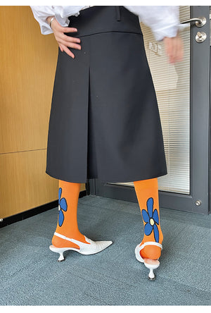 LIMISEVEN · Orange Graffiti Mid-Calf Socks