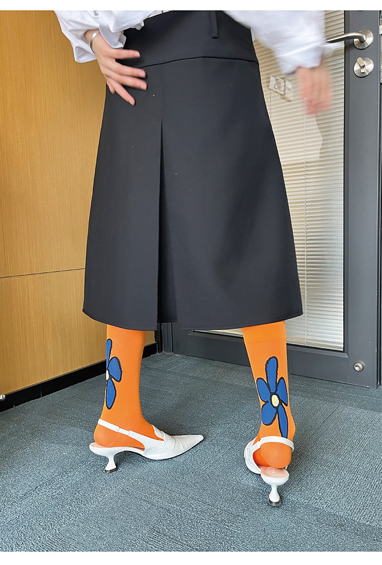 LIMISEVEN · Orange Graffiti Mid-Calf Socks